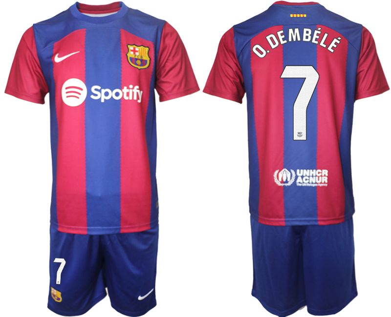 Men 2023-2024 Club Barcelona home red #7 Soccer Jersey